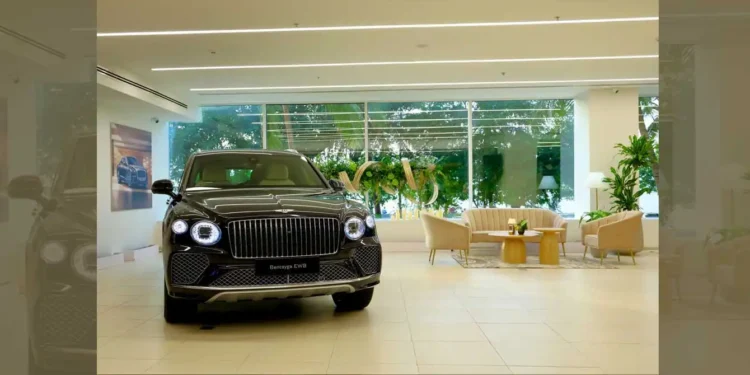 Bentley opens its first official showroom in Mumbai at Nariman Point, showcasing the Bentayga, Continental GT, and Flying Spur.