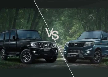 Mahindra Bolero Neo and Bolero side-by-side comparison – front and rear design differences, 2025 model lineup.