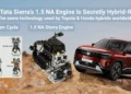 Tata Sierra 1.5 NA Atkinson cycle engine explained, showing hybrid-ready engine technology used in Toyota and Honda hybrids