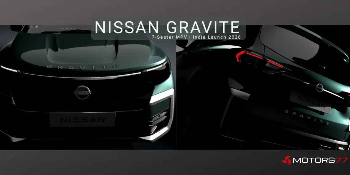 Nissan Gravite name revealed ahead of India launch, showing front and rear LED design of Nissan’s upcoming 7-seater MPV