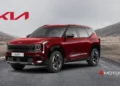 New Kia Seltos 2026 front view in red during India unveil
