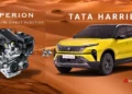 Tata Harrier Petrol with 1.5L Hyperion turbo engine illustrated against desert background