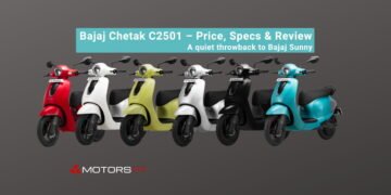 Bajaj Chetak C2501 electric scooter shown in all available colour options