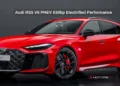 Audi RS5 V6 PHEV 630hp plug-in hybrid sports sedan in red studio shot 2026