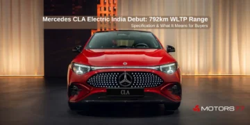 Mercedes CLA Electric front view showcasing illuminated grille and 792km WLTP range ahead of India debut in 2026