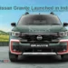 Nissan Gravite launched in India showing front view with price and specifications banner