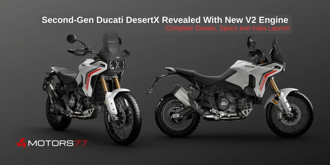 2026 Ducati DesertX second-generation adventure motorcycle with new 890cc V2 engine in Matt Star White Silk