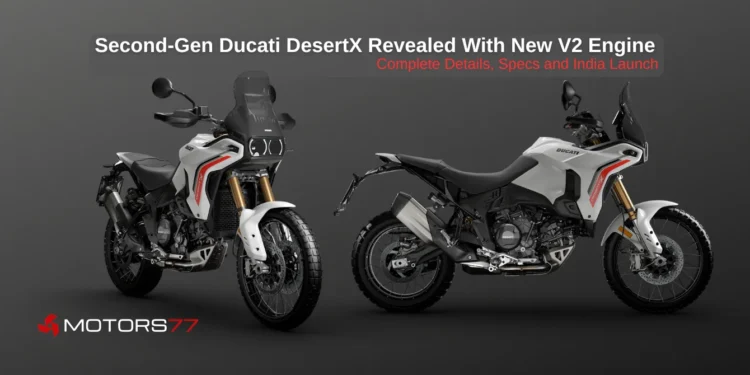 2026 Ducati DesertX second-generation adventure motorcycle with new 890cc V2 engine in Matt Star White Silk
