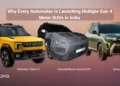 Multiple upcoming sub-4 meter SUVs in India including Mahindra Vision S, Hyundai Bayon-based SUV, and Renault Mini Duster explaining why automakers are launching multiple compact SUVs