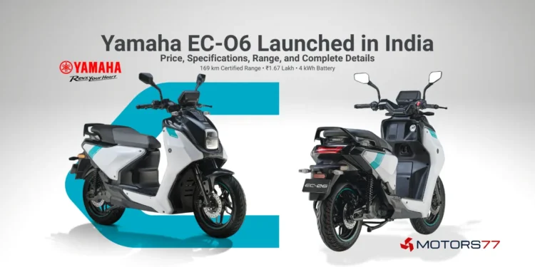 Yamaha EC-O6 electric scooter launched in India showing front and rear design