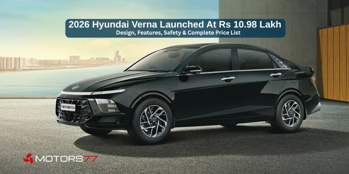 2026 Hyundai Verna launched in India at Rs 10.98 lakh showing side profile design and exterior styling