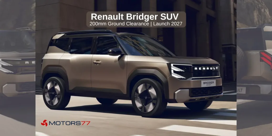 Renault Bridger SUV concept front three-quarter design with 200mm ground clearance revealed at Renault Strategy Day 2026