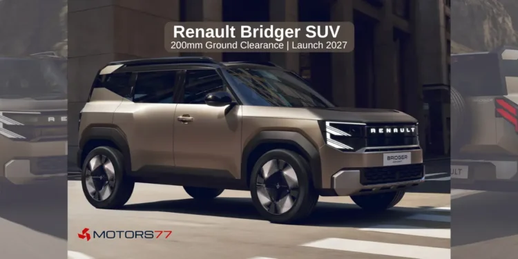 Renault Bridger SUV concept front three-quarter design with 200mm ground clearance revealed at Renault Strategy Day 2026