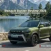 2026 Renault Duster SUV driving near a scenic mountain lake in Himachal Pradesh during road test review