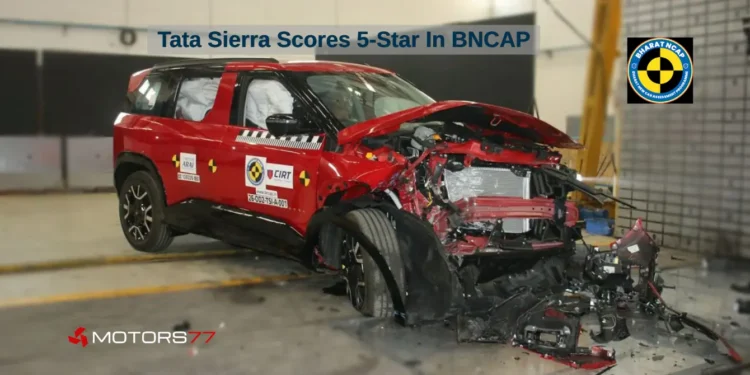 Tata Sierra crash test BNCAP 5 star safety rating front impact
