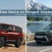 Tata Sierra vs Renault Duster comparison 2026 showing design, specs, price and features of both SUVs