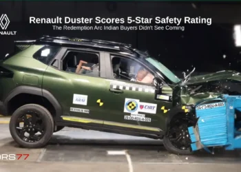 Renault Duster crash test during Bharat NCAP assessment where the SUV scored a 5-star safety rating with 30.49/32 AOP and 45/49 COP