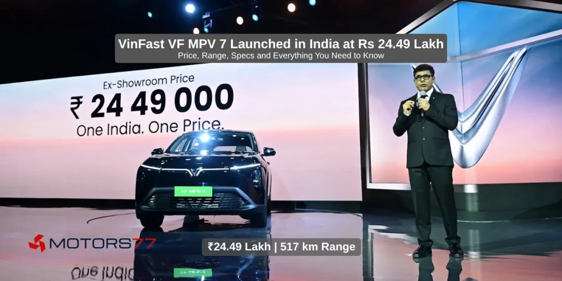 VinFast VF MPV 7 electric MPV launched in India at Rs 24.49 lakh with 517 km range