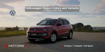 Volkswagen Taigun colors and variants guide 2026 showing red Taigun SUV front view