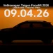 Volkswagen Taigun Facelift 2026 teaser showing SUV silhouette and April 9 2026 launch date