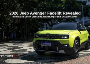 2026 Jeep Avenger Facelift front design with illuminated seven-slot grille revealed in Brazil
