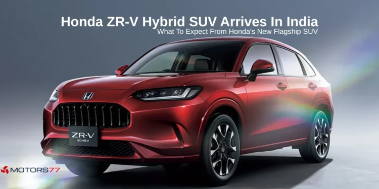 Honda ZR-V launch in India, premium hybrid SUV front three quarter view