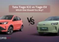 Tata Tiago ICE vs Tiago EV comparison, petrol and electric hatchback side by side