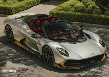 Aston Martin Valhalla Spider open cockpit hybrid supercar front three quarter view