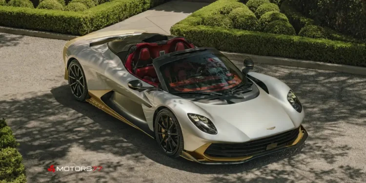 Aston Martin Valhalla Spider open cockpit hybrid supercar front three quarter view
